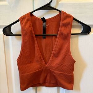 Urban Outfitters Burnt Orange Ribbed Crop Top